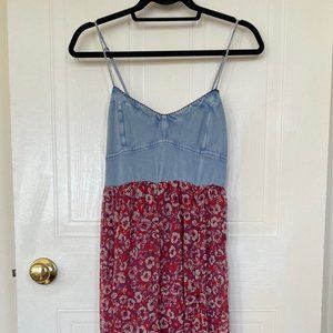 Denim & Floral Maxi Dress